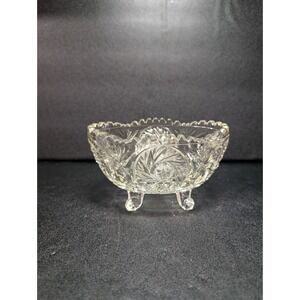 Crystal Bowl Footed 5.75" Stars Pinwheel Ruffled Edge,‎ Home Decor Centerpiece